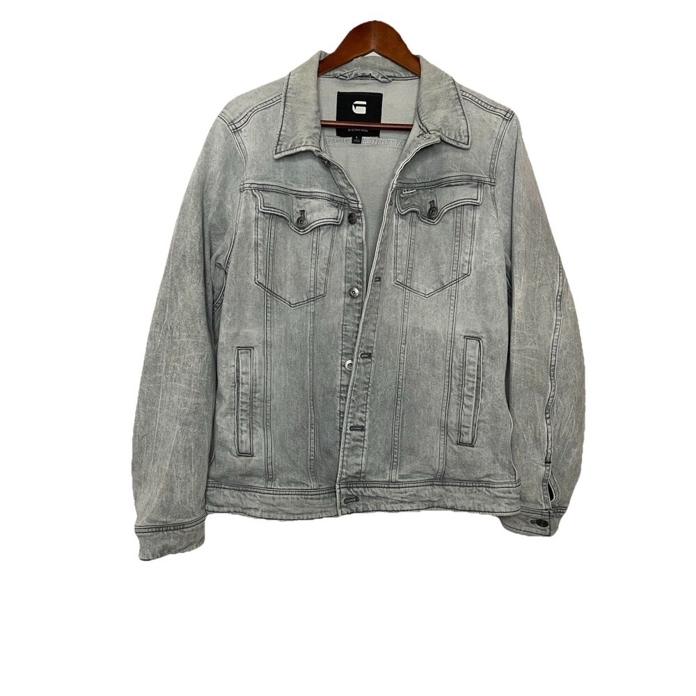G Star Raw Men's Large Gray Denim Jean Jacket